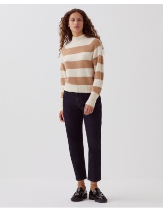 Pull col montant en cachemire st ivory camel