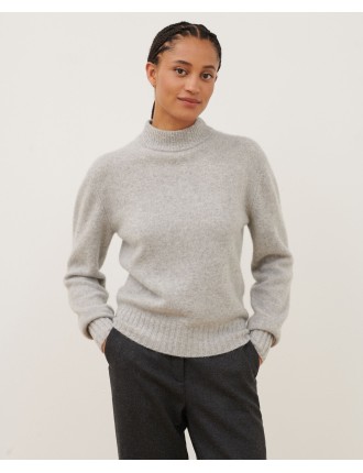 Pull col montant en cachemire light grey knit