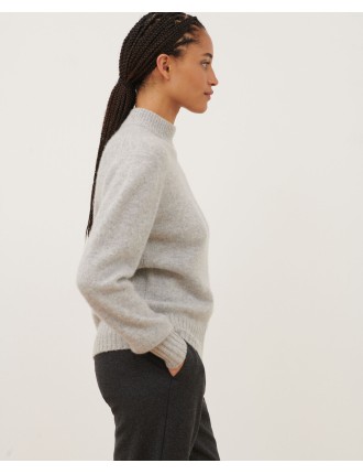 Pull col montant en cachemire light grey knit