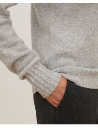 Pull col montant en cachemire light grey knit