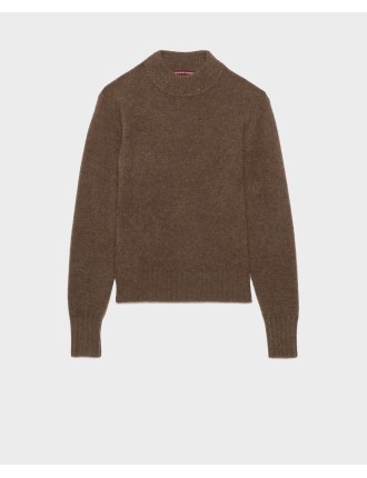 Pull col montant en cachemire light brown knit