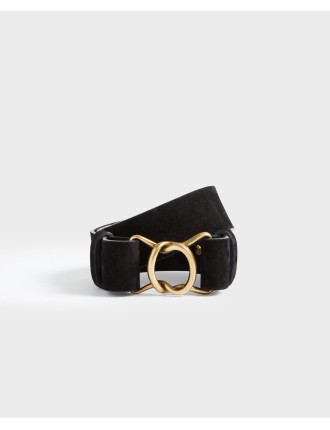 Ceinture fine en cuir suédé black