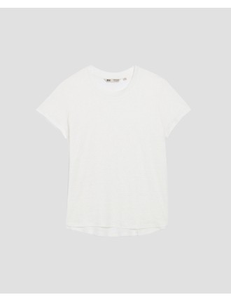 AMANDINE - T-shirt col rond en lin brillant white