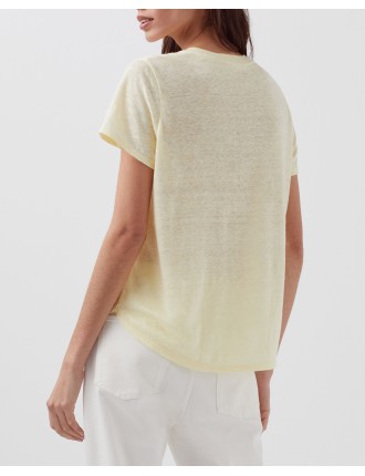 AMANDINE - T-shirt col rond en lin tender yellow