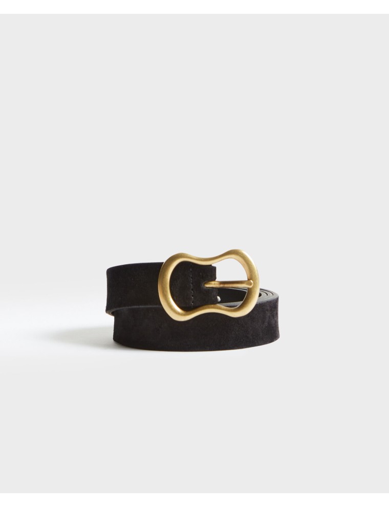 Ceinture fine en cuir suédé black