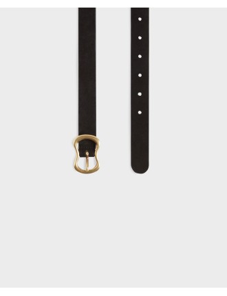 Ceinture fine en cuir suédé black