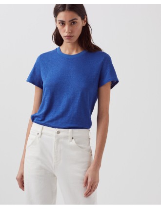 AMANDINE - T-shirt col rond en lin sodalite blue