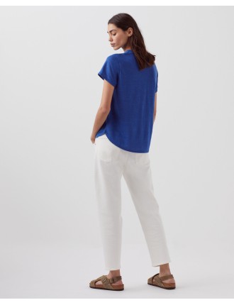 AMANDINE - T-shirt col rond en lin sodalite blue