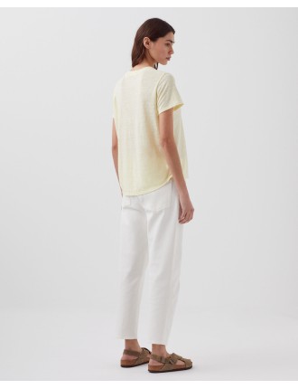 AMANDINE - T-shirt col rond en lin tender yellow