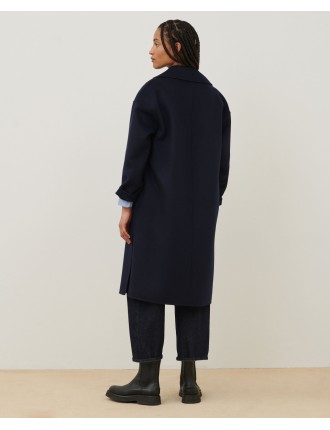 Manteau double face laine et cachemire navy