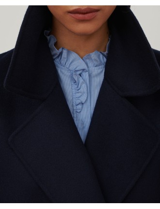 Manteau double face laine et cachemire navy