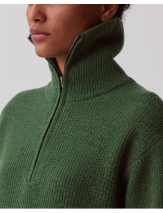 Pull à col camionneur zippé en laine green