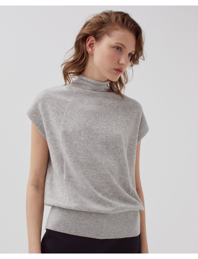 Pull sans manches en cachemire ashen gray