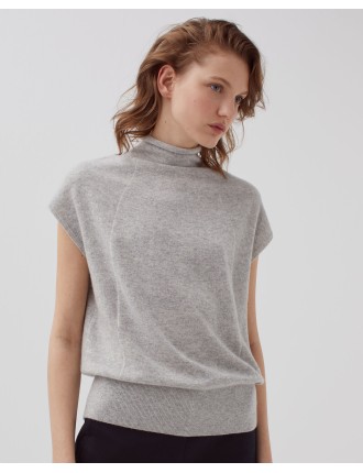 Pull sans manches en cachemire ashen gray