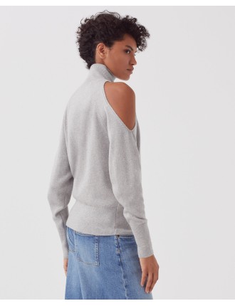 Pull à épaules dénudées ashen gray lurex