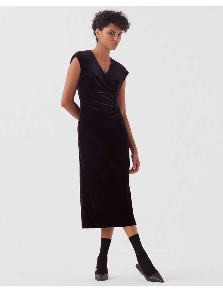 Robe longue en velours black beauty