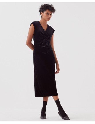 Robe longue en velours black beauty