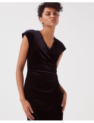 Robe longue en velours black beauty