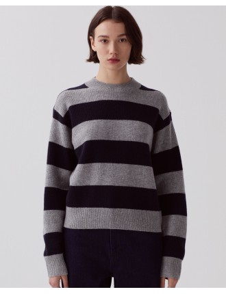 Pull en laine st navy grey