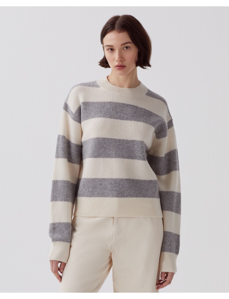 Pull en laine st grey white