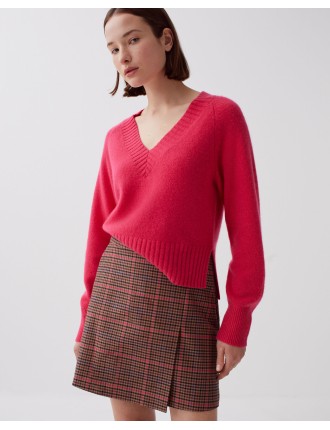 Pull col V en cachemire virtual pink