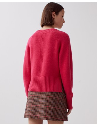 Pull col V en cachemire virtual pink