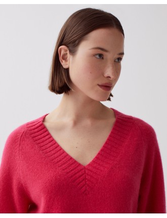 Pull col V en cachemire virtual pink