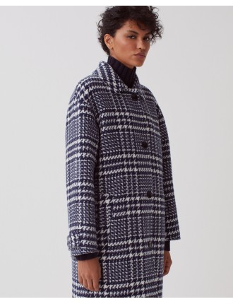 Manteau long houndstooth ble