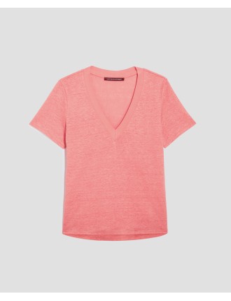 SARAH - T-shirt col V en lin silver pink