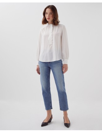 Blouse détails de volants gardenia