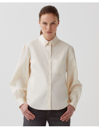 Chemise en coton satiné pearled ivory