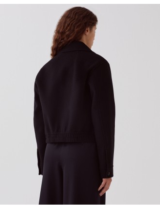 Blouson court double face en laine mélangée black