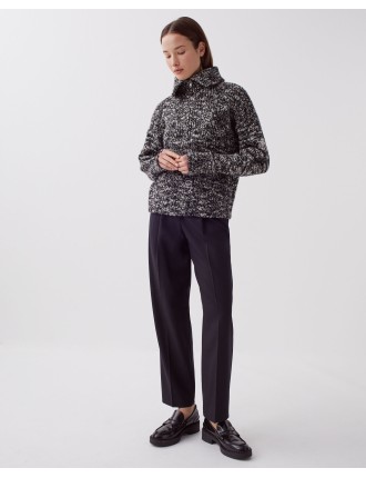 Pull à col camionneur zippé boucle blk white