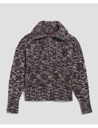 Pull à col camionneur zippé boucle blk white