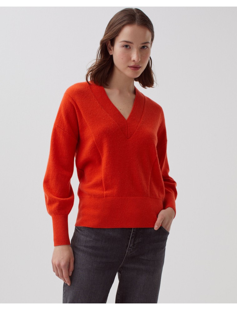 Pull col V en cachemire pureed pumpkin