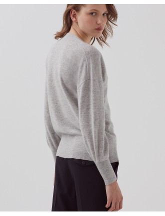 Pull col V en cachemire ashen gray