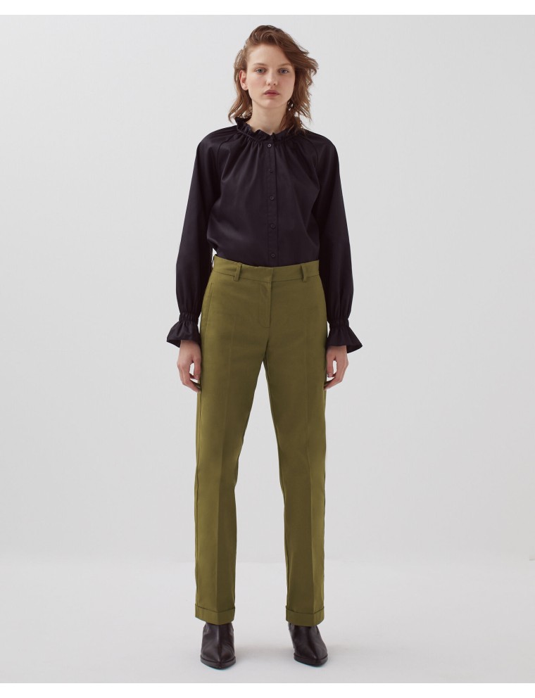 COLETTE - Pantalon droit military olive