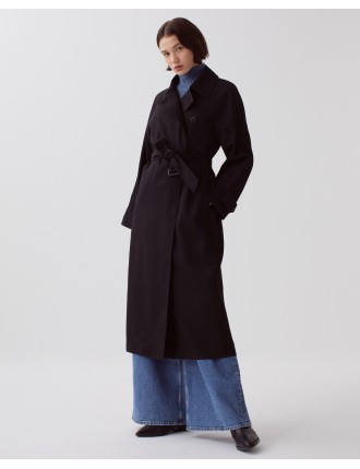 CATHERINE -Trench long fluide black beauty