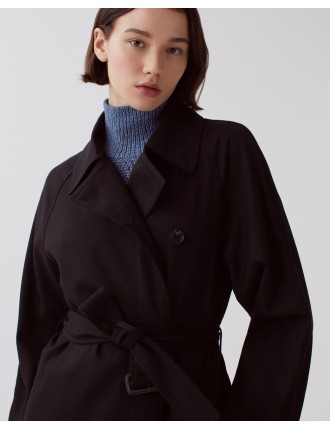 CATHERINE -Trench long fluide black beauty