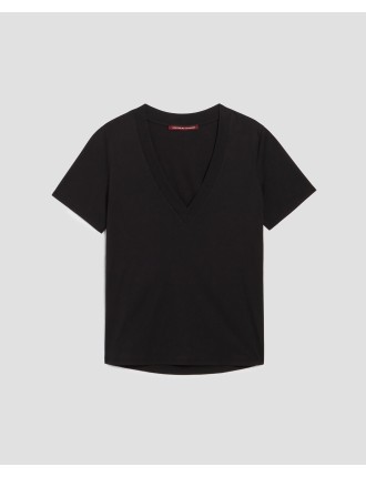 LEA - T-shirt col V en coton black beauty