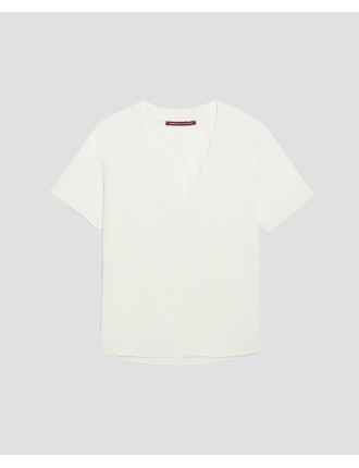 LEA - T-shirt col V en coton white