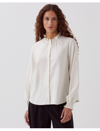 Blouse à col volanté papyrus creme