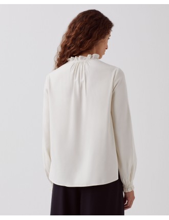 Blouse à col volanté papyrus creme