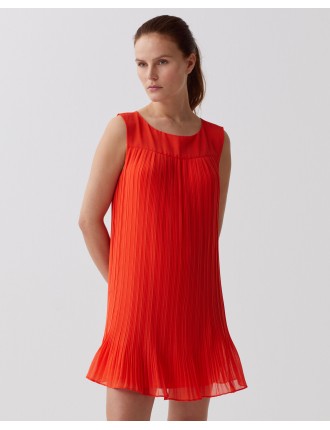 Robe courte plissée fluide cherry tomato