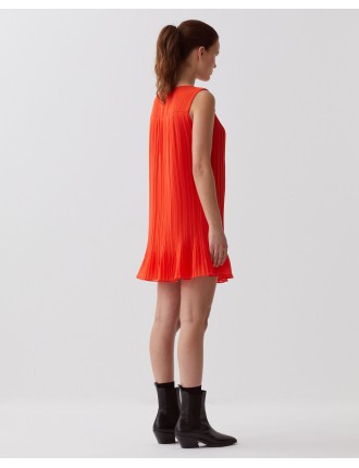 Robe courte plissée fluide cherry tomato