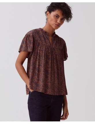 Blouse fluide à manches courtes leo brown