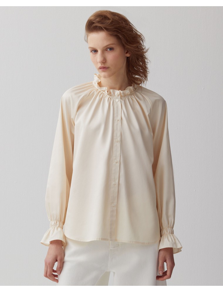 Chemise à col volant pearled ivory