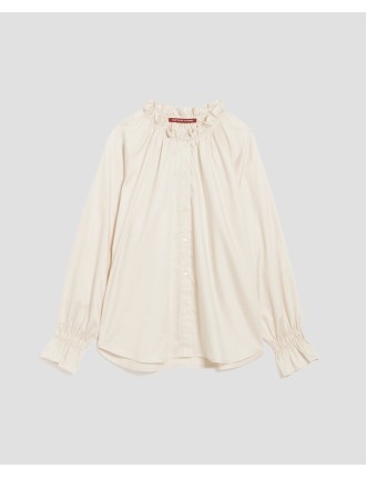 Chemise à col volant pearled ivory