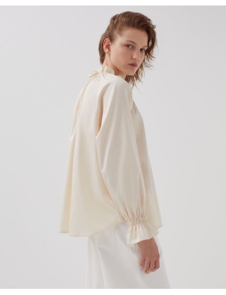 Chemise à col volant pearled ivory