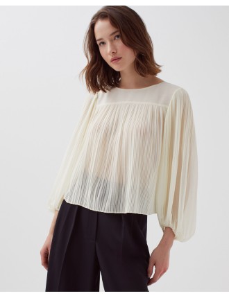 Blouse fluide plissée papyrus creme